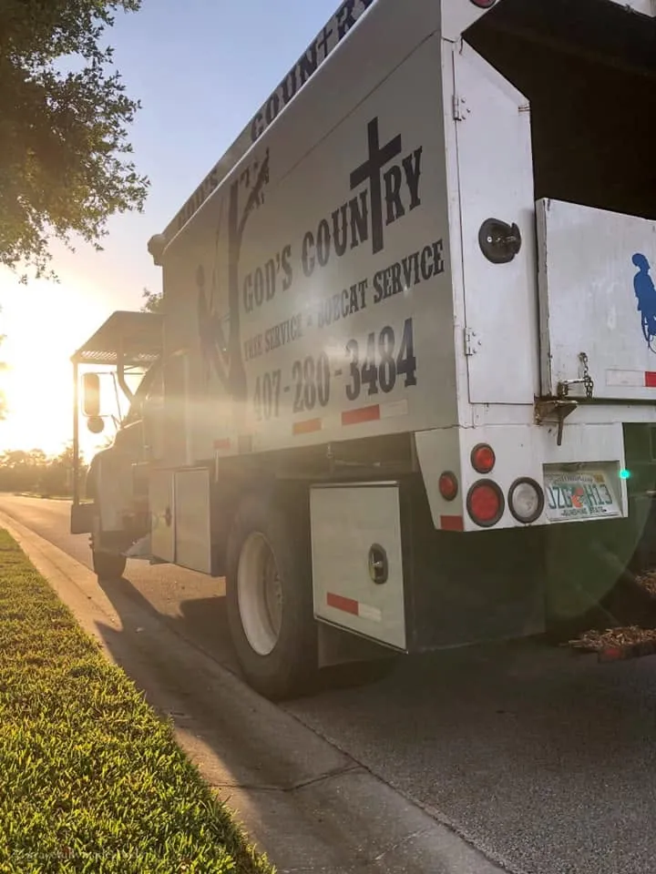 God's Country chip truck parked curbside at sunset in DeLand, FL