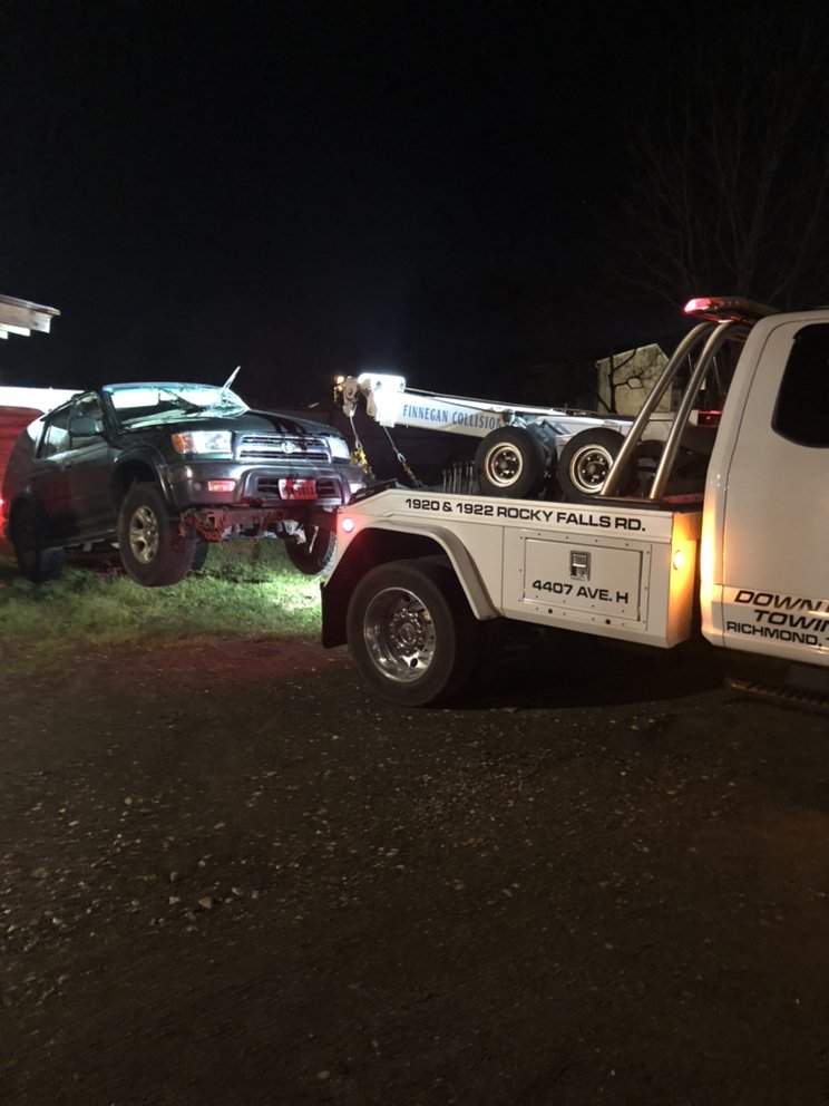 Vehicle secured on a Twin Cities Towing flatbed near the I-69 corridor in Rosenberg, TX